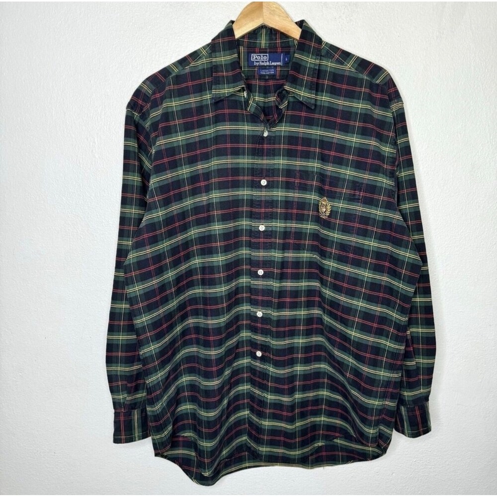 Polo Ralph Lauren Men's Large Plaid Button Up Shirt Langston Crest Tartan